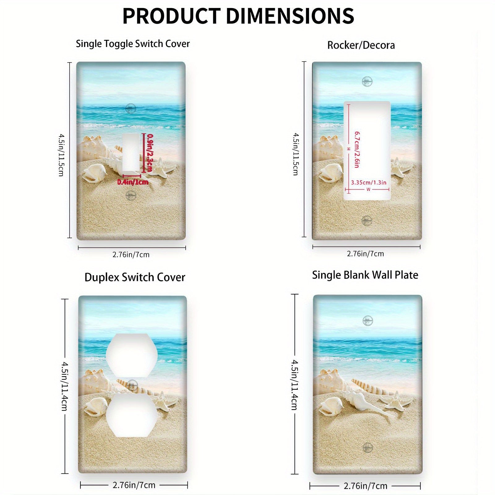 Unbreakable Conch Beach Printed Single Rocker Light Switch Cover Dual Hole Easy Twist Installation