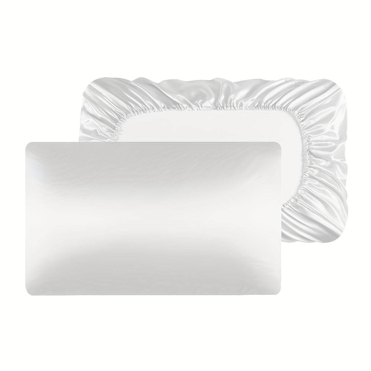 Pair of 2 Satin Elastic Pillowcases Solid Color Silky Soft Bedroom Sofa Covers