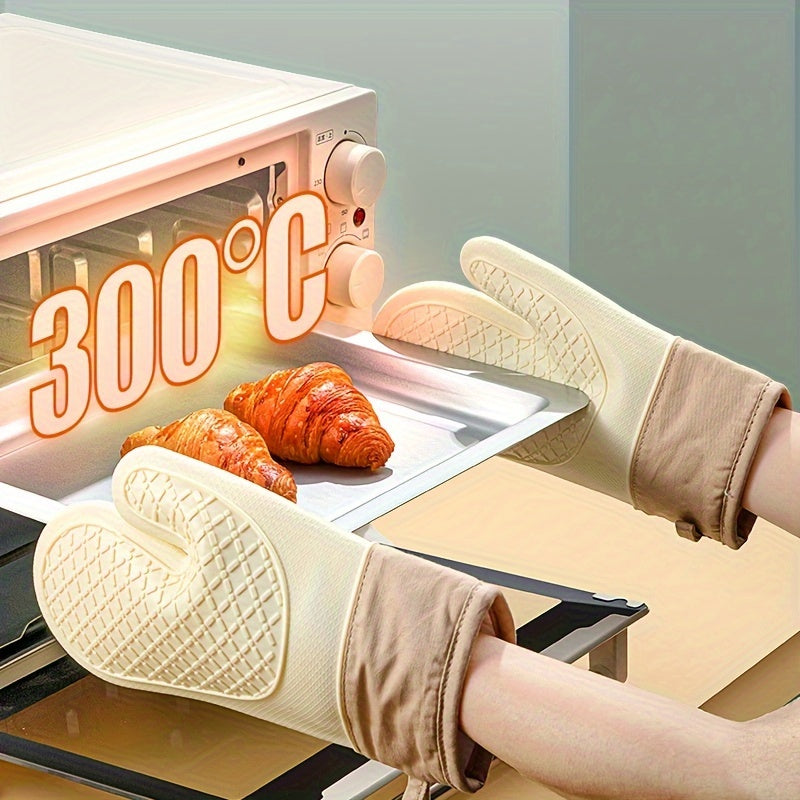 Silicone Rubber Kitchen Gloves Heat-Resistant Anti-Slip Durable Oven Gloves