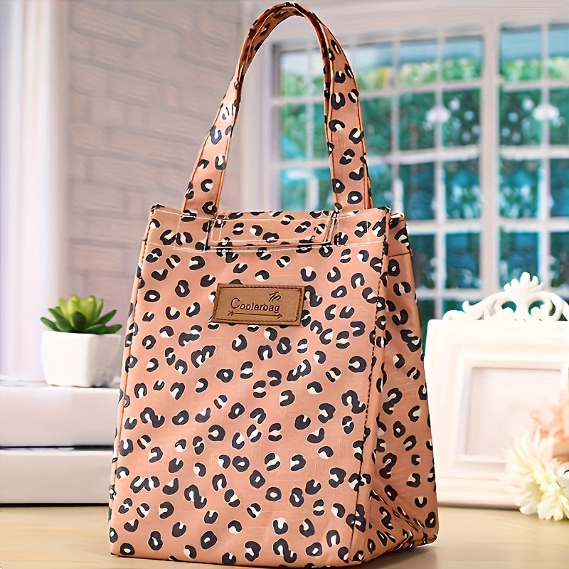 Leopard Pattern Insulated Lunch Bag for Men Women Portable Food Cooler Gift