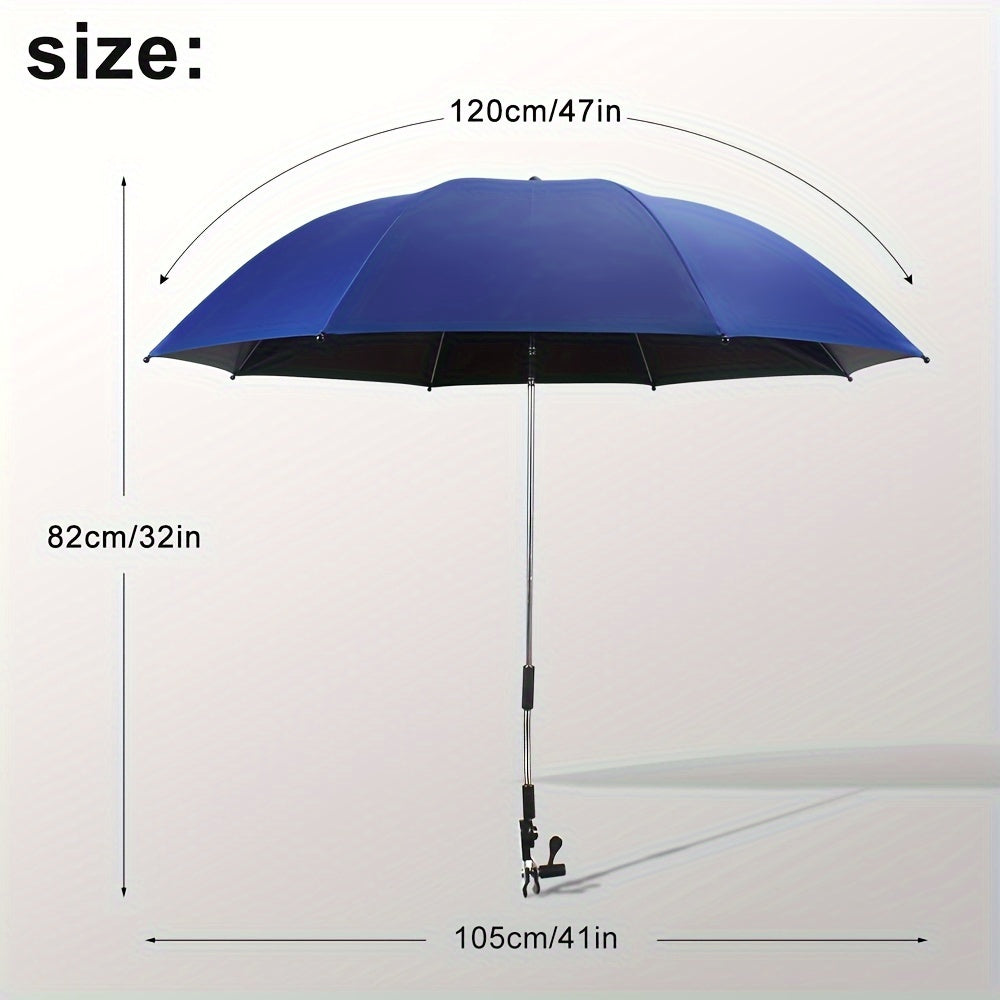 Portable Umbrella with Clamp 360-Degree Swivel Adjustable Height Alloy Steel Frame Blue