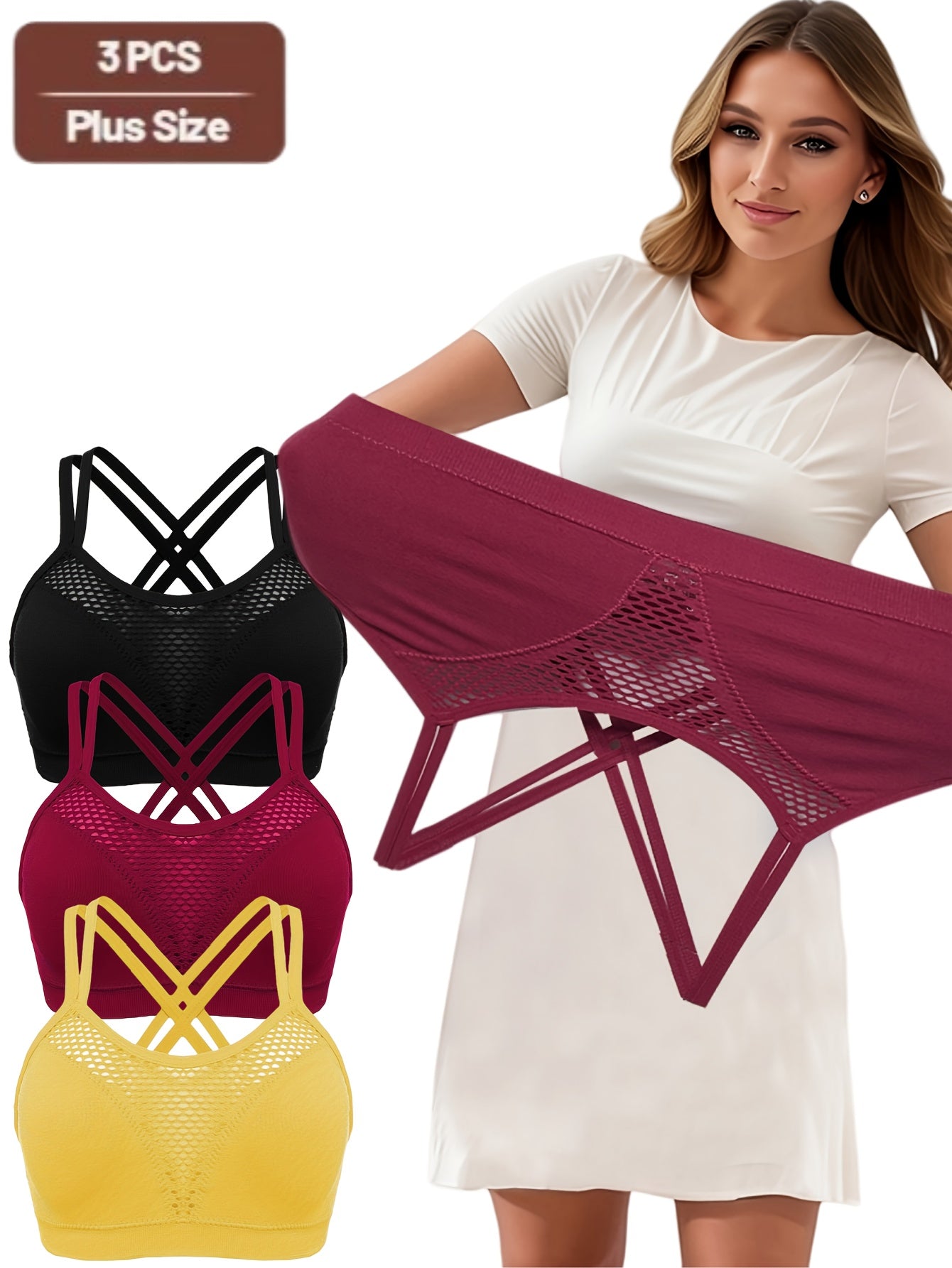 Women's Seamless Hollow Double-Layer Sports Bra with Detachable Padding