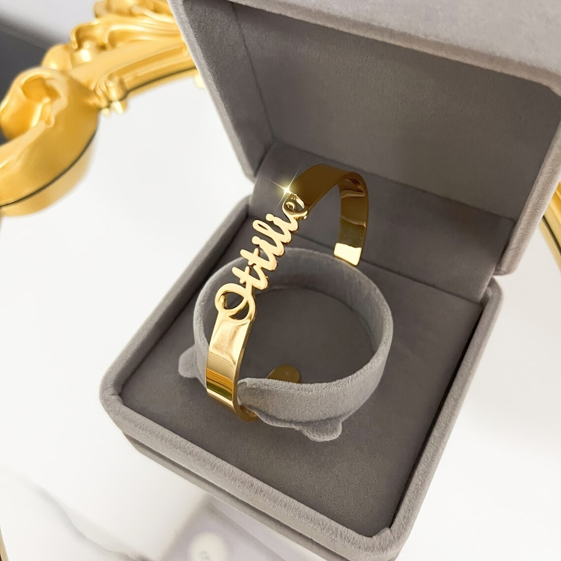 Pulsera personalizada de acero inoxidable dorado con grabado Oh My God, ajustable, joyería minimalista para mujeres