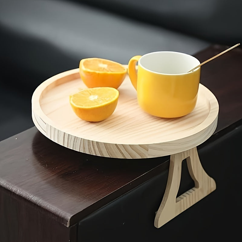 Foldable Bamboo Arm Tray for Vintage Hardwood Sofa with Pine Wood Top