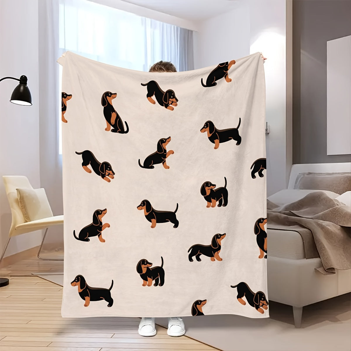 Dachshund Plush Fleece Blanket for Dogs and Pets Cozy Throw for Bedroom Living Room