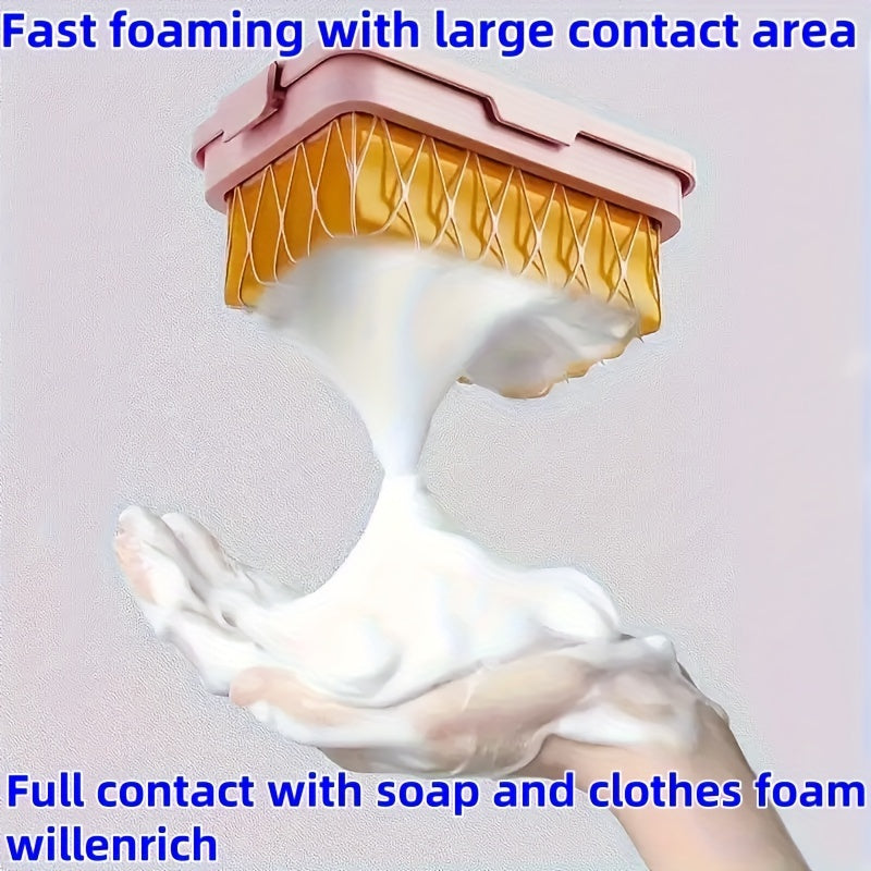 Ahorra jabón multifuncional con red de espuma para limpieza y almacenamiento Azul Rosa