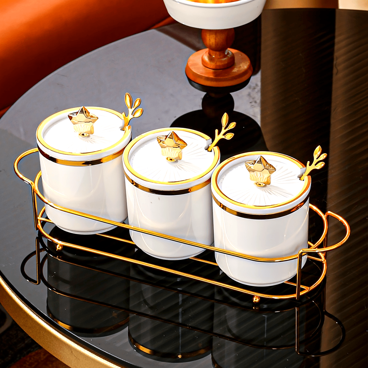 Kitchen Spice Jar Set with Containers, Lids, Tray and Spoon for Food Storage