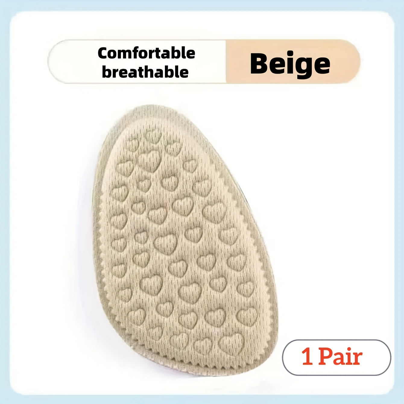 Unisex Memory Foam Insoles with Heart Pads Non-Slip Breathable Black Beige Pink