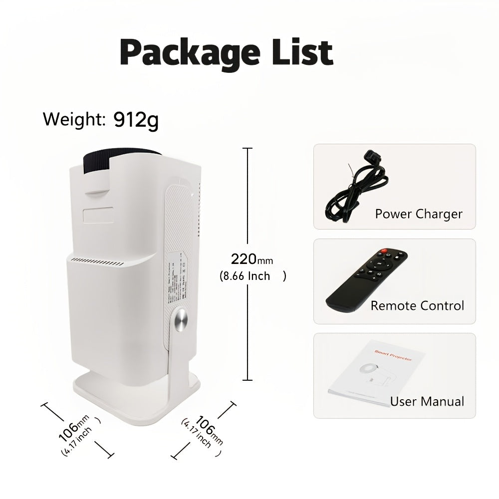 Mini Portable WiFi6 1080P 4K Smart Home Theater Projector with Auto Keystone