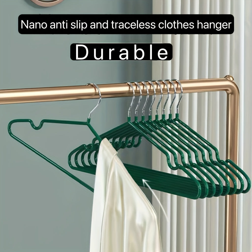 Juego de 10 perchas de ropa de acero inoxidable de alta resistencia con ranuras antideslizantes