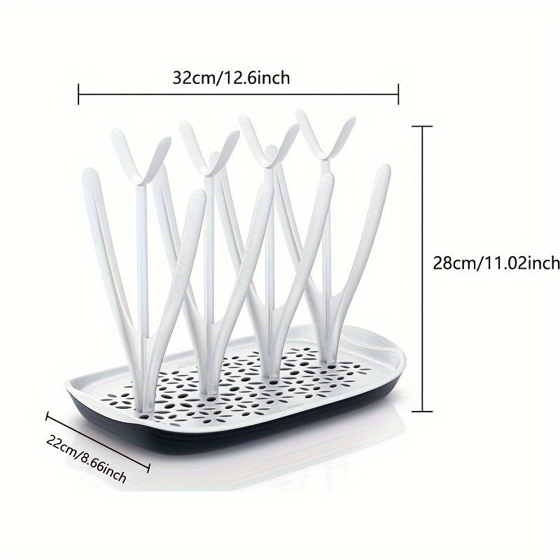 Compact Bottle Drying Rack for 8 Bottles with Removable Drip Tray and Dishwasher Safe
