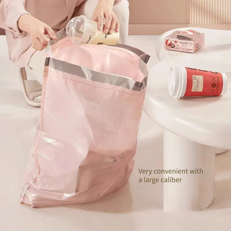 100 ta bir martalik chiqindi sumkasi, tortish qopqog'i bilan, oshxona, hammom va yashash xonasi uchun ko'p maqsadli foydalanish uchun. Tez tozalash uchun ideal va kichik chiqindilar uchun mos. Plastik materialdan tayyorlangan.