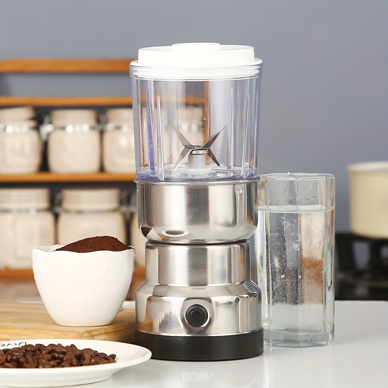 Round 4-Leaf Stainless Steel Electric Coffee Bean Grinder, 300W, 2000rpm, 10-second Fast Grinding, Dual-Use Dry and Wet, One-Button Control, European Standard Plug, 220-240V Power Supply