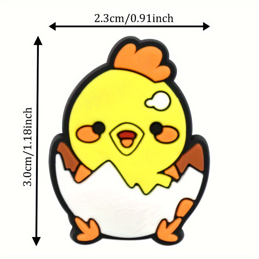 Kids Plastic Chicken Shoe Charms, 23Pcs, Holiday Drink Flower Decorations