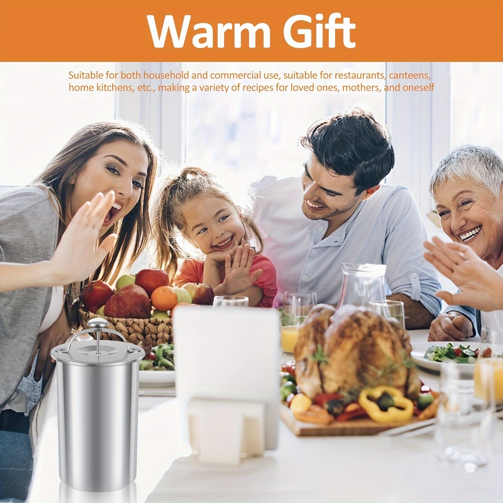 Prensa de carne de acero inoxidable con termómetro 1.5L para sándwiches de tocino de charcutería