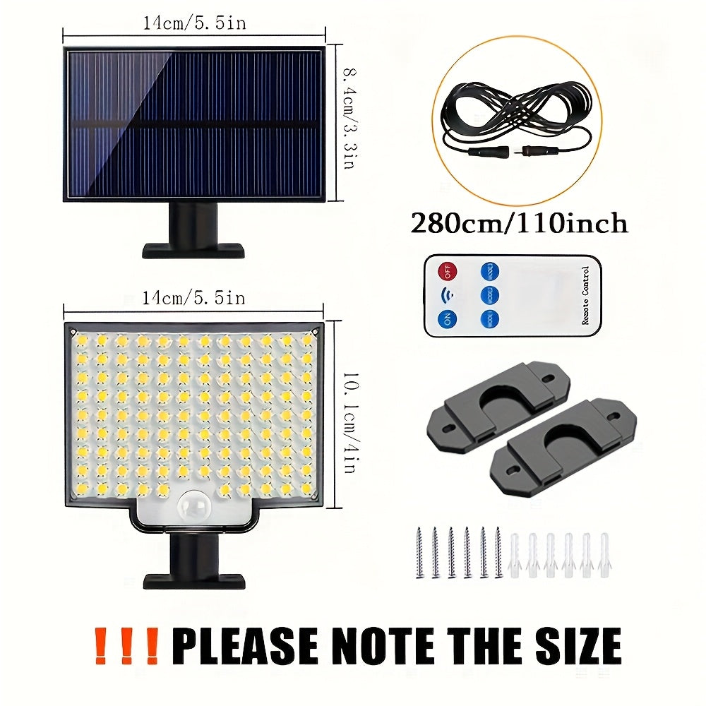 Pack de 2 luces solares para exteriores con sensor de movimiento de 106 LEDs y iluminación de 135°