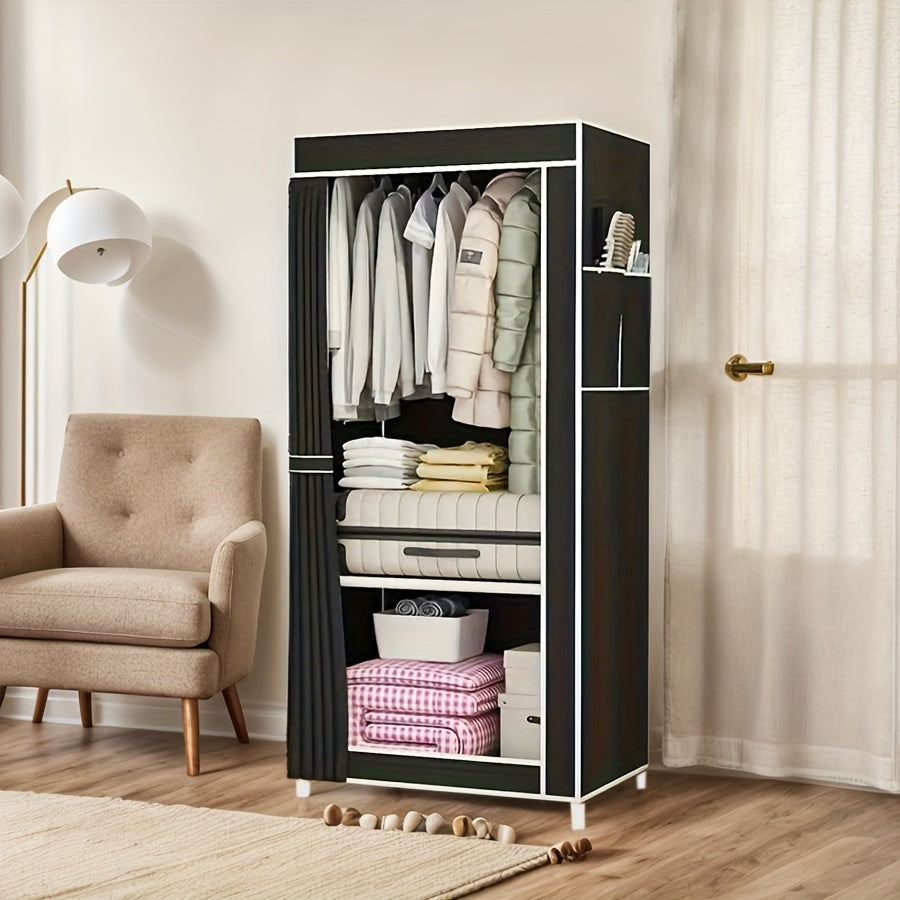 Stainless Steel Freestanding Wardrobe with 3.2 Cu Ft Storage and Easy Assembly