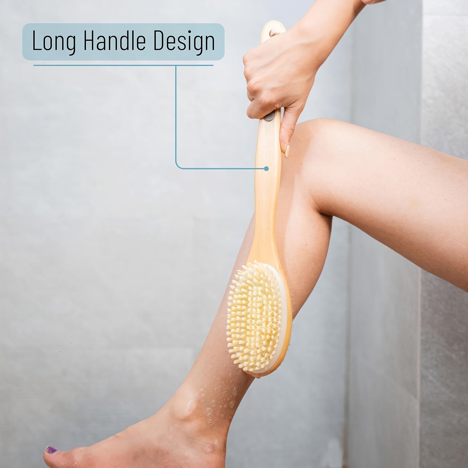 Long-Handled Dual-Sided Shower Brush for Deep Cleaning and Exfoliating