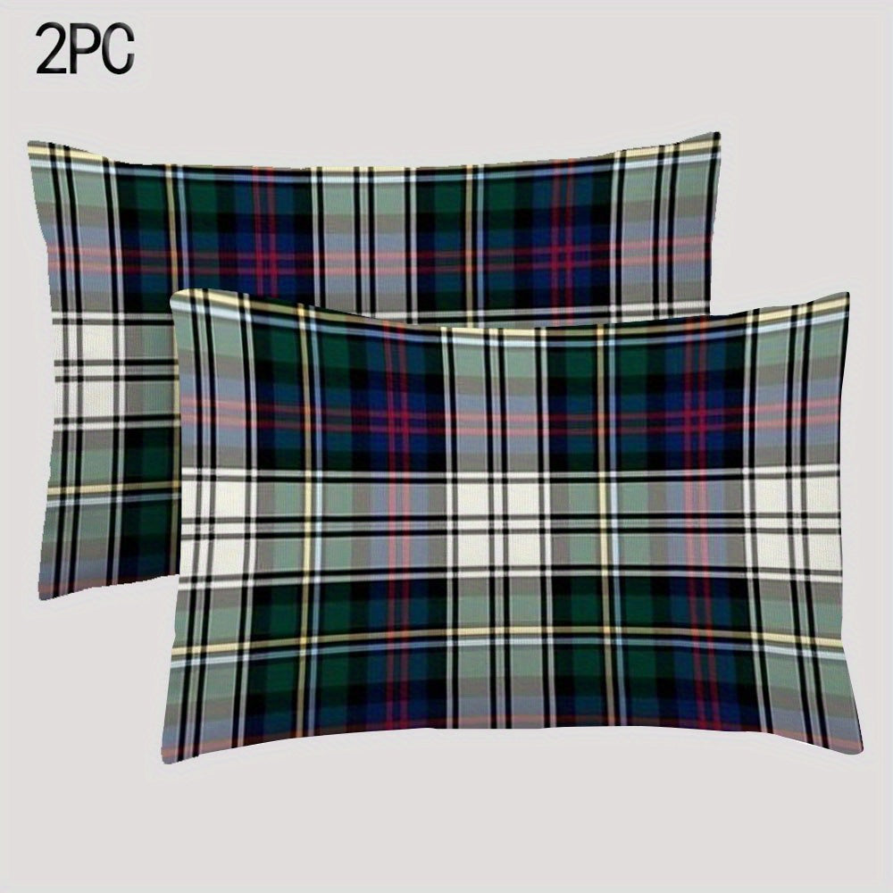 Tartan Pillow Covers Double-Sided Plush Sofa Bedroom Decor 30.48x50.8 cm