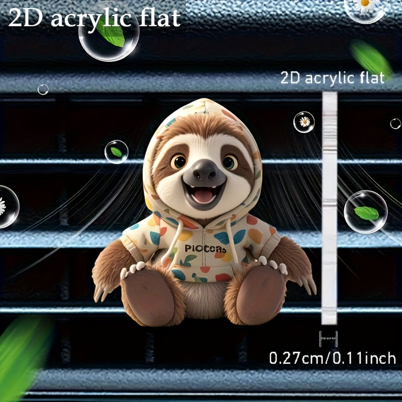 Cute 2D Flat Sloth Car Vent Clip Air Freshener with Aromatherapy Pads