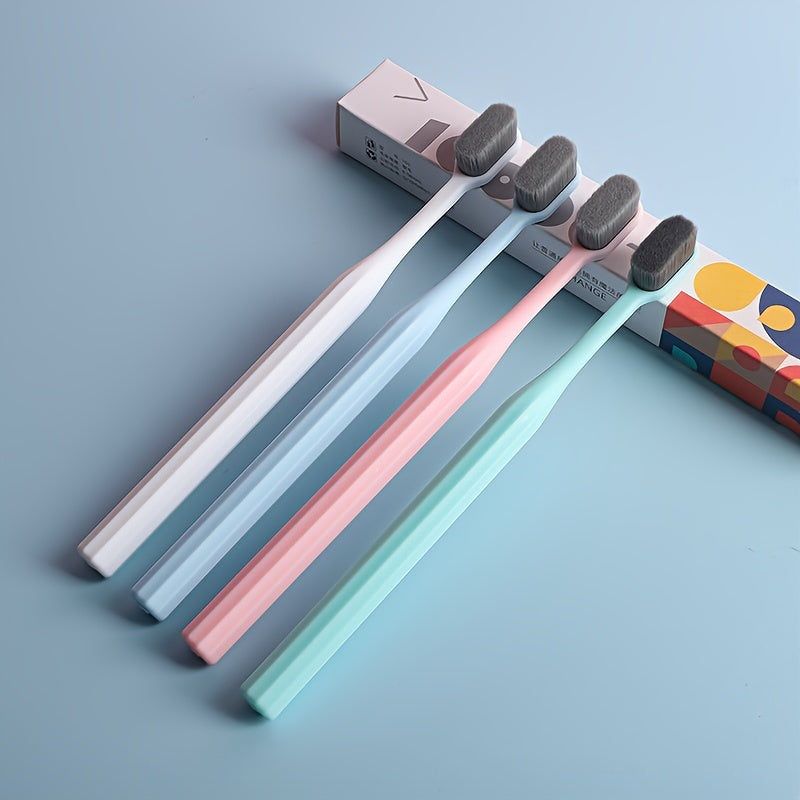 Yapon uslubidagi super yumshoq sochli qutilangan bambuk ko'mir tish cho'tkasi, to'rt rangda mavjud.