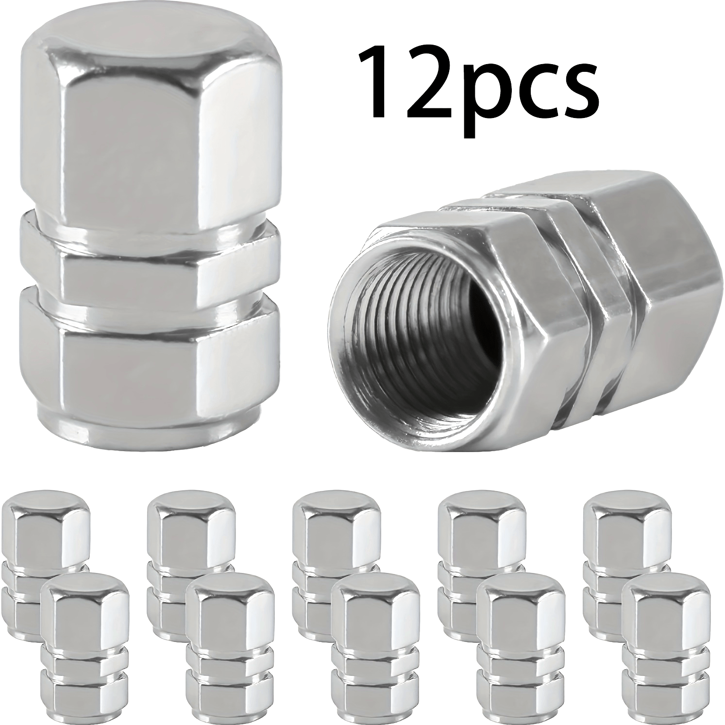 12 piezas de tapas de válvula de neumático de aluminio, a hexagonales, a prueba de polvo y de fugas, para coches, SUVs, bicicletas y camiones
