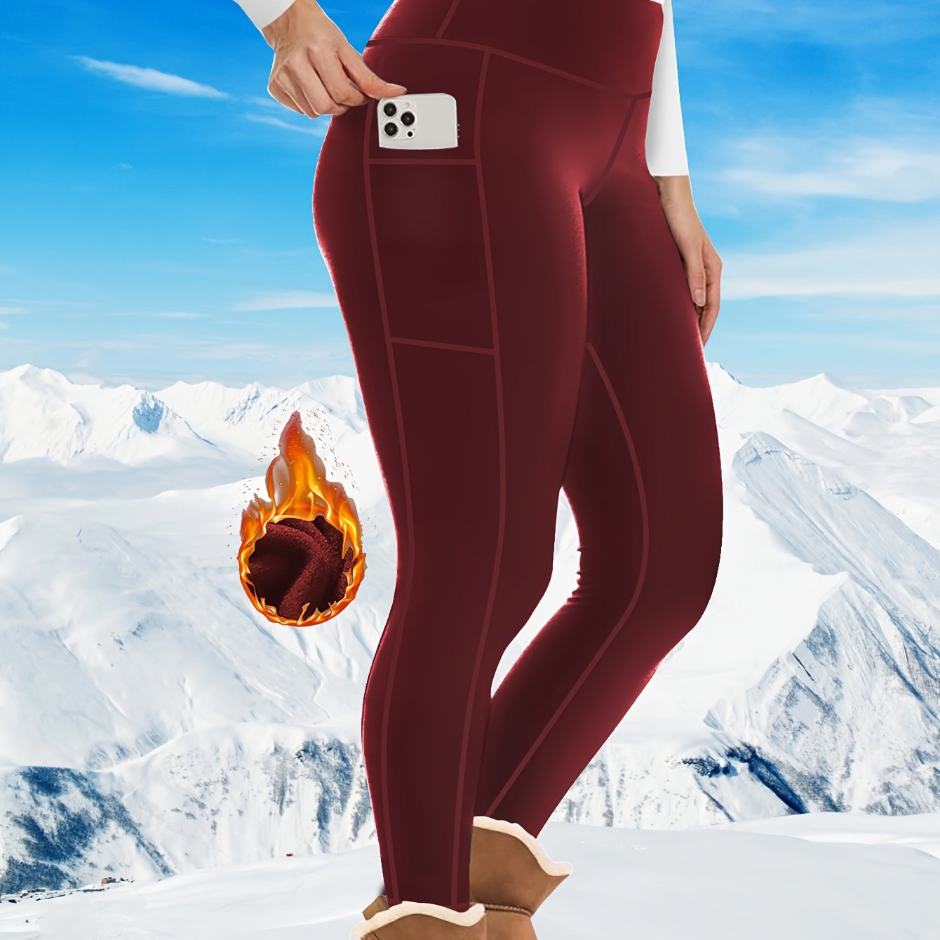 Women's Plus Size Fleece-Lined Leggings Warm Stretchy Winter Yoga Pants