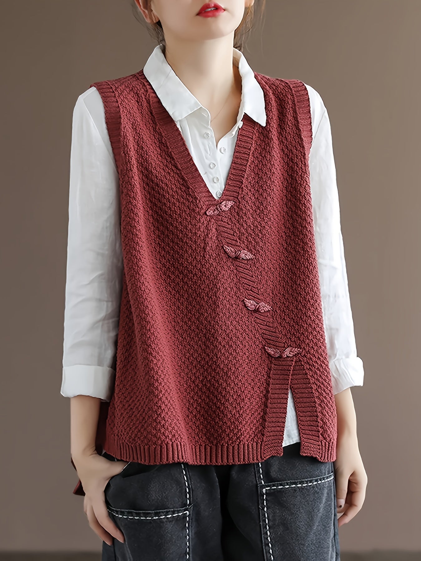 Women's Mustard Yellow V-Neck Cardigan Sweater Lightweight Casual Layering