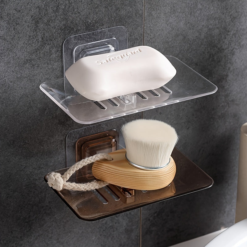 Wall-Mounted Soap Dish with Drainage Adhesive Bathroom Organizer