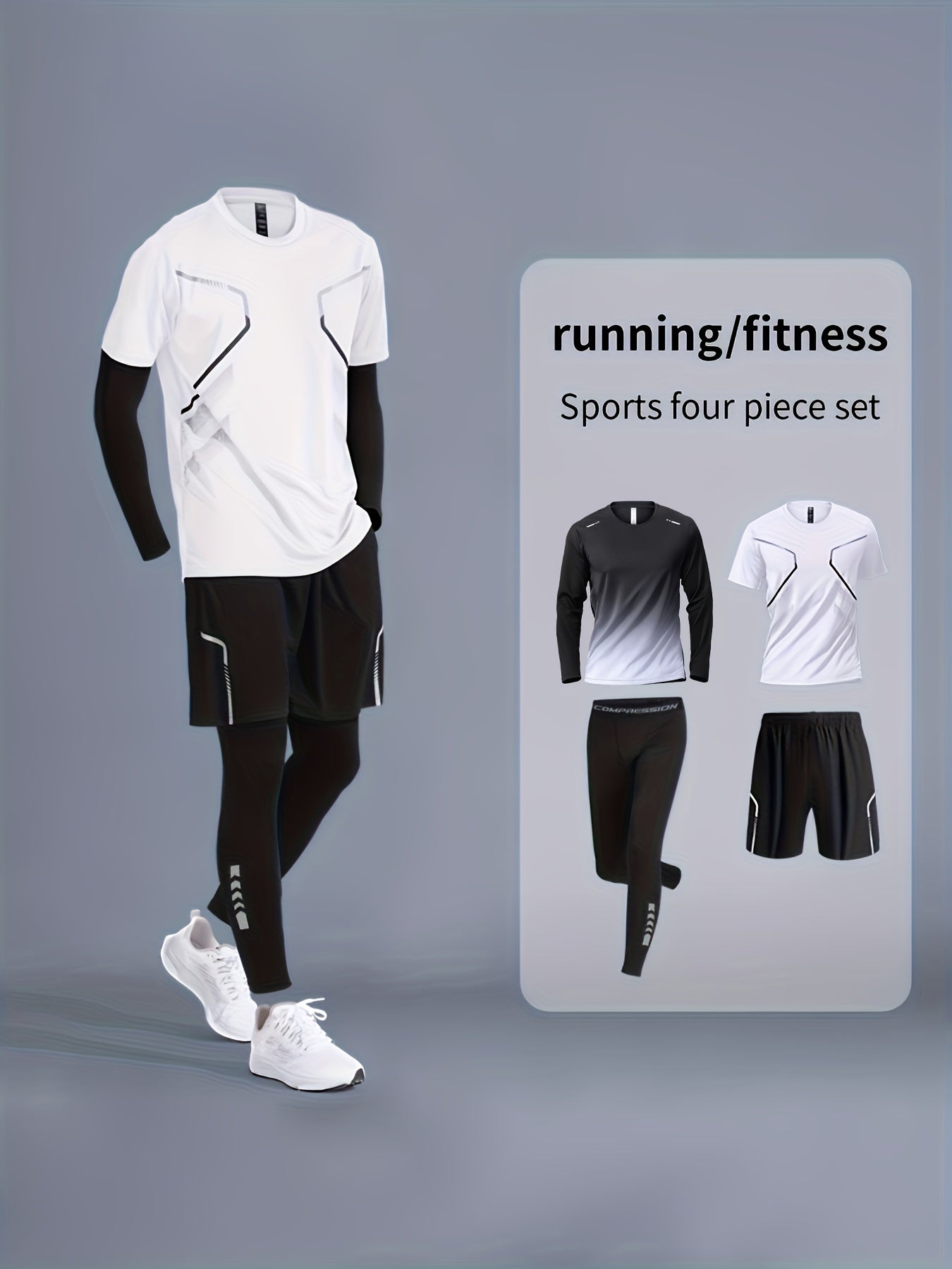 Men's Sportswear Set for Running and Gym Quick-Dry Polyester All Seasons