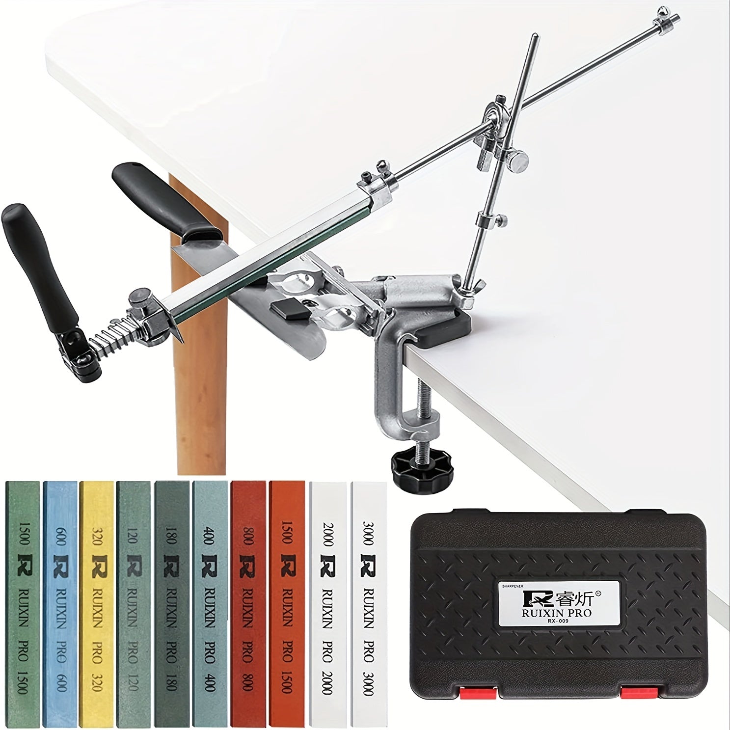 Fixed-Angle Knife Sharpening Kit with Sharpening Stone for Home Kitchen Use