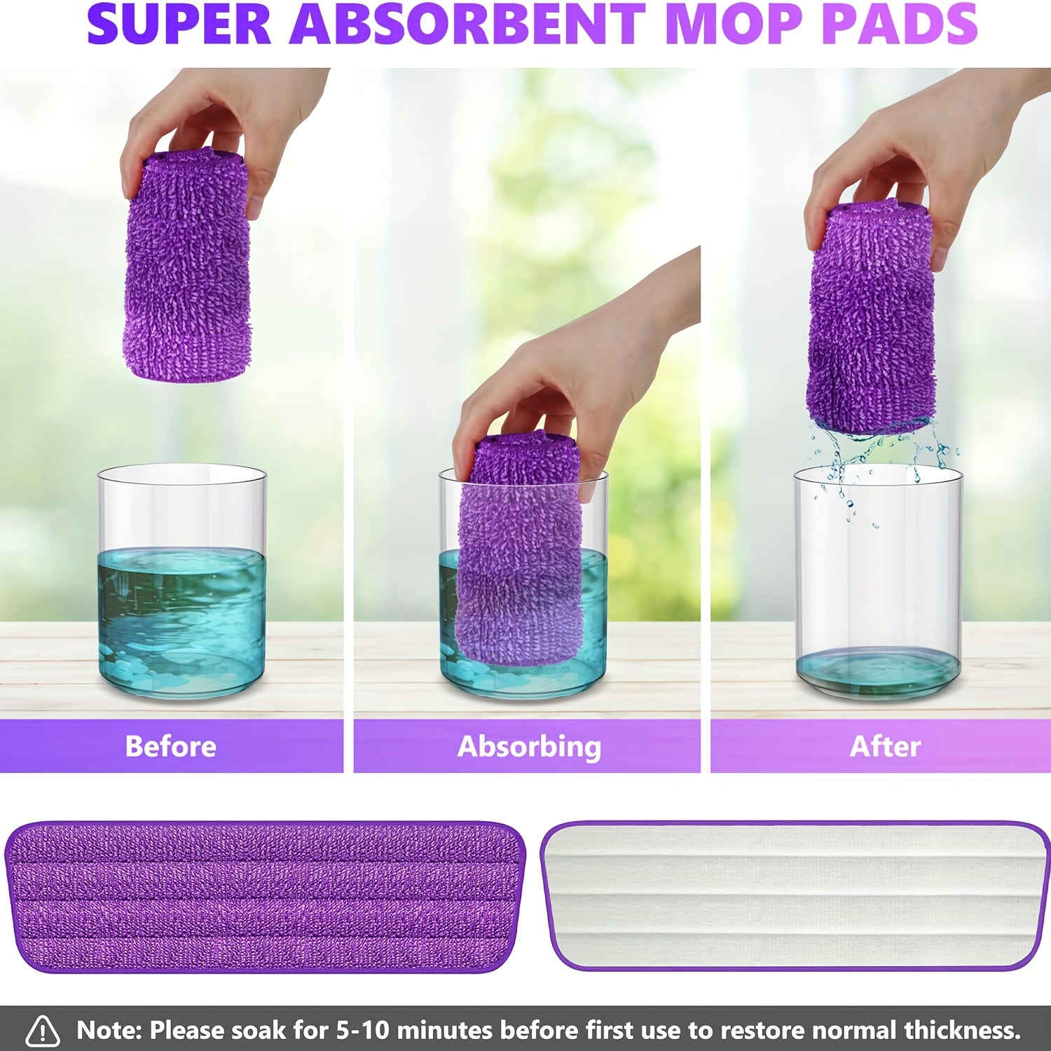 Set of 2 Microfiber Spray Mop Cloths Trapezoidal Electric Mop Pads Reusable