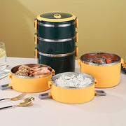 Large Capacity Three-Layer Stainless Steel Food Storage Container