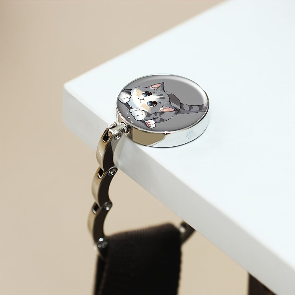 Foldable Zinc Alloy Cat Bag Hook, Travel Handbag Hanger, Gift Idea