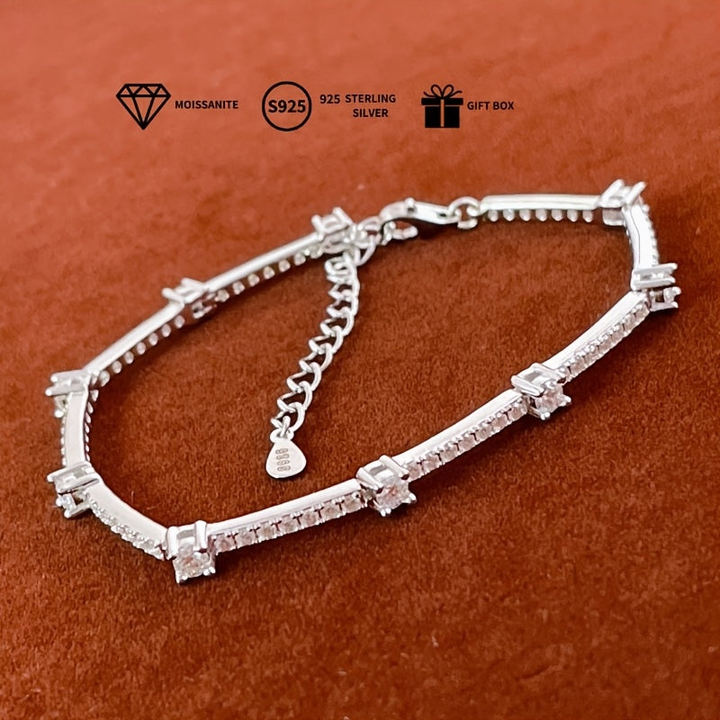 Шикарный антикварный богемный браслет из серебра 925 пробы с моиссанитом - 1,67 карата, камень рождения декабря, идеально подходит для повседневной носки и праздничного подарка, включает подарочную коробку, цепочка для руки в комплекте.