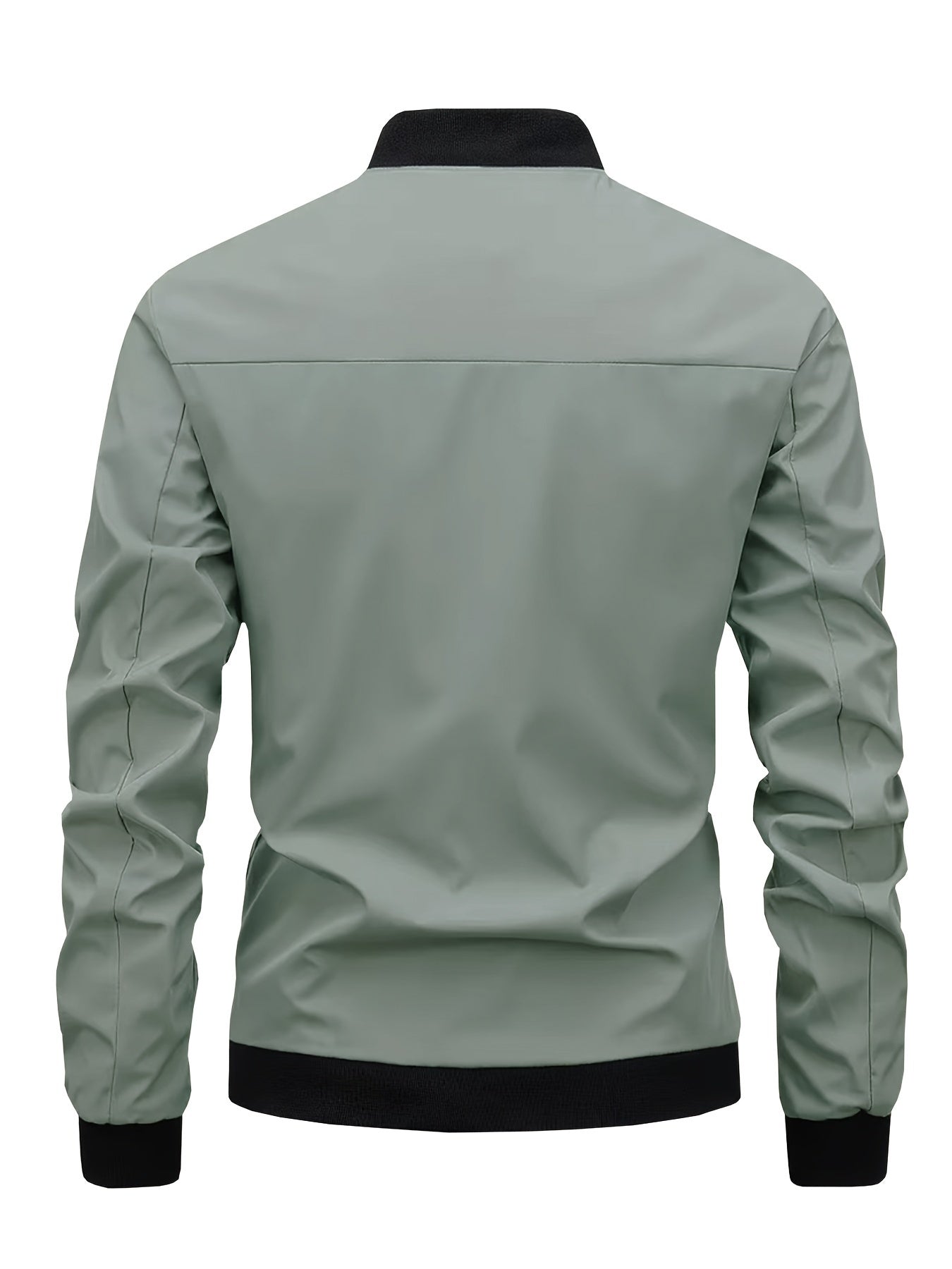 Lightweight Polyester Windbreaker Jacket with Zipper Pockets for Casual Wear