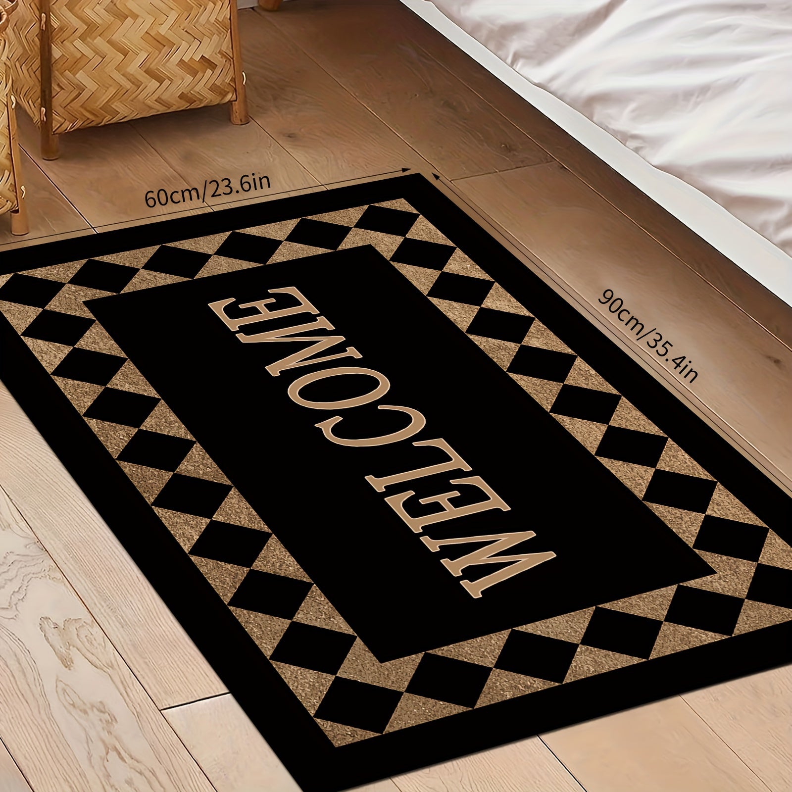 Modern Fashion Welcome Doormat Non-Slip Machine Washable Polyester Entryway Rug