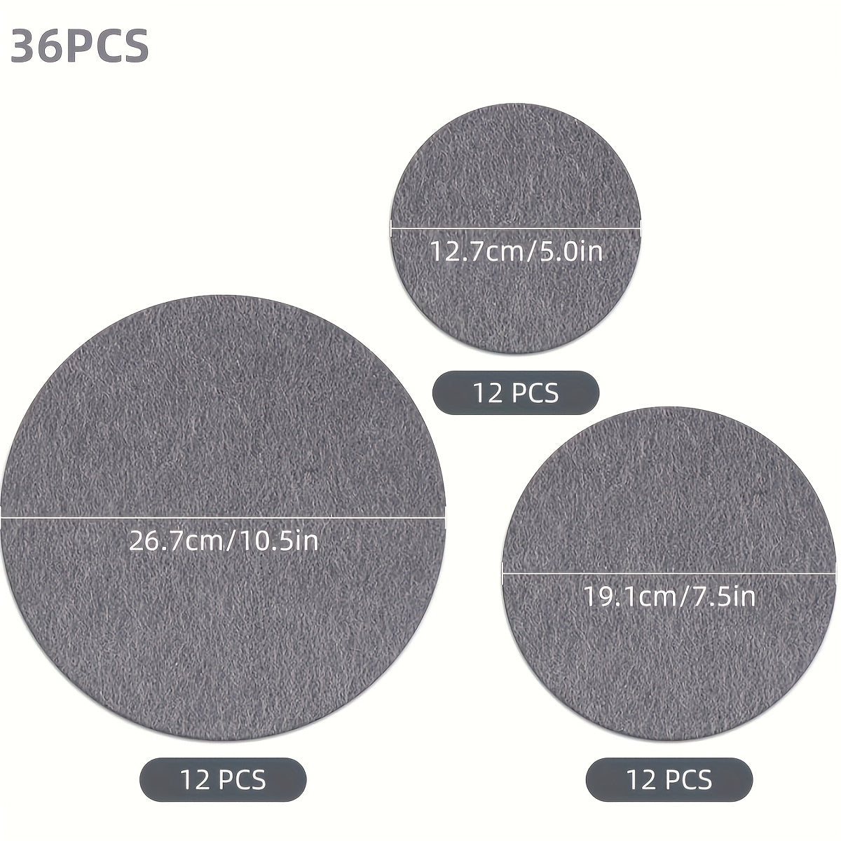 12 dona yumaloq paxta idish ushlagichlari va plastinka bo'laklari to'plami - 3 o'lchamda keladi, chizish va issiqlikka chidamli, oshxona idishlari, plastinkalar va saqlash uchun ideal. PC materialidan tayyorlangan, elektr energiyasi talab qilinmaydi.
