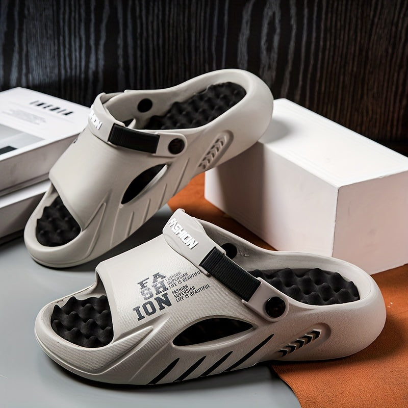 Erkaklar uchun moda EVA plyaj sandallari, yengil slip-on slaydlar, dumaloq barmoq dizayni bilan