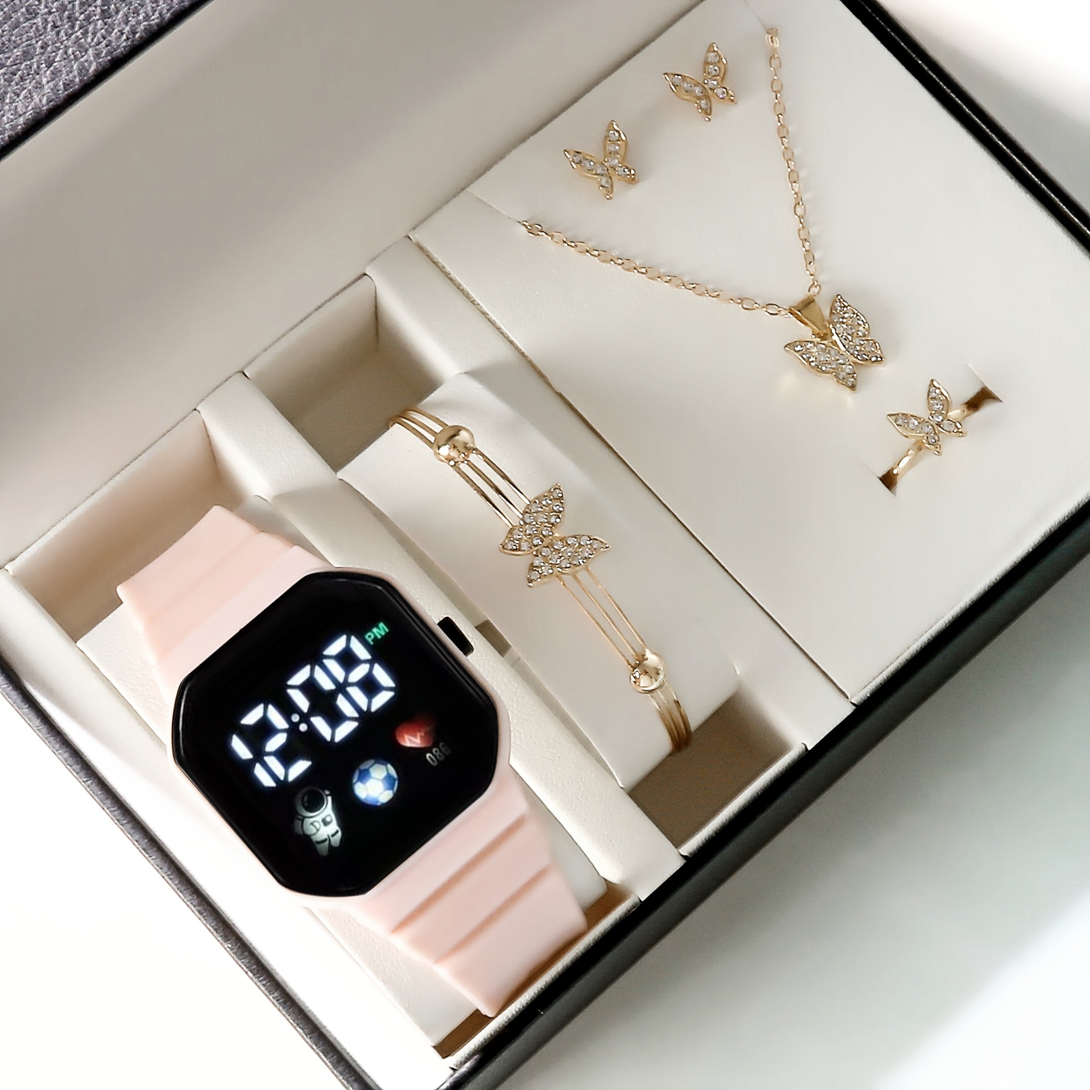 Harajuku Style Astronaut Smartwatch Set with LED Calendar and Butterfly Bracelet