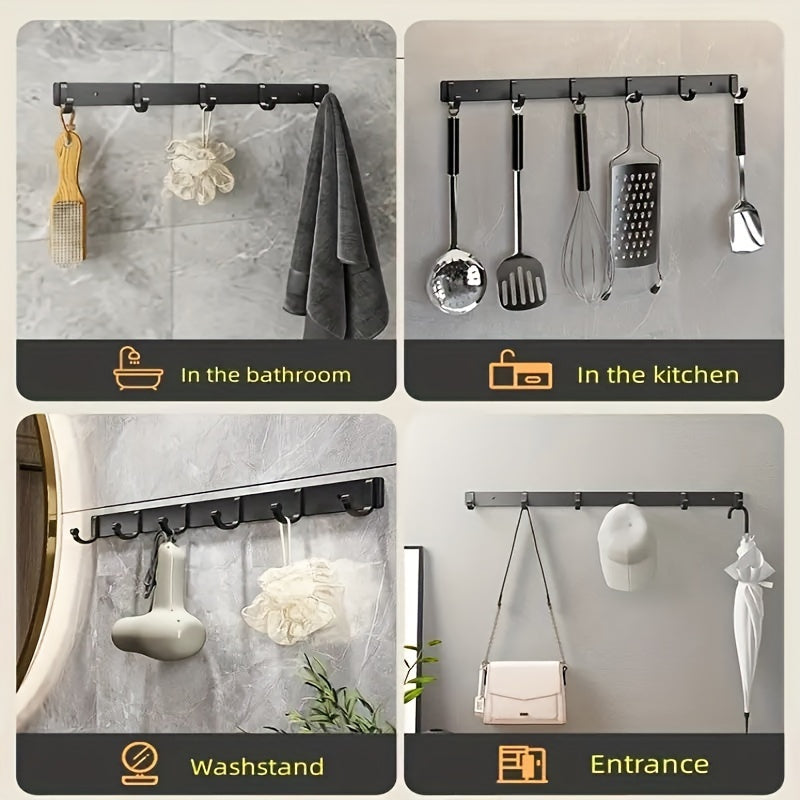 Barra de almacenamiento multifuncional para pared con ganchos para cocina, baño y sala de estar