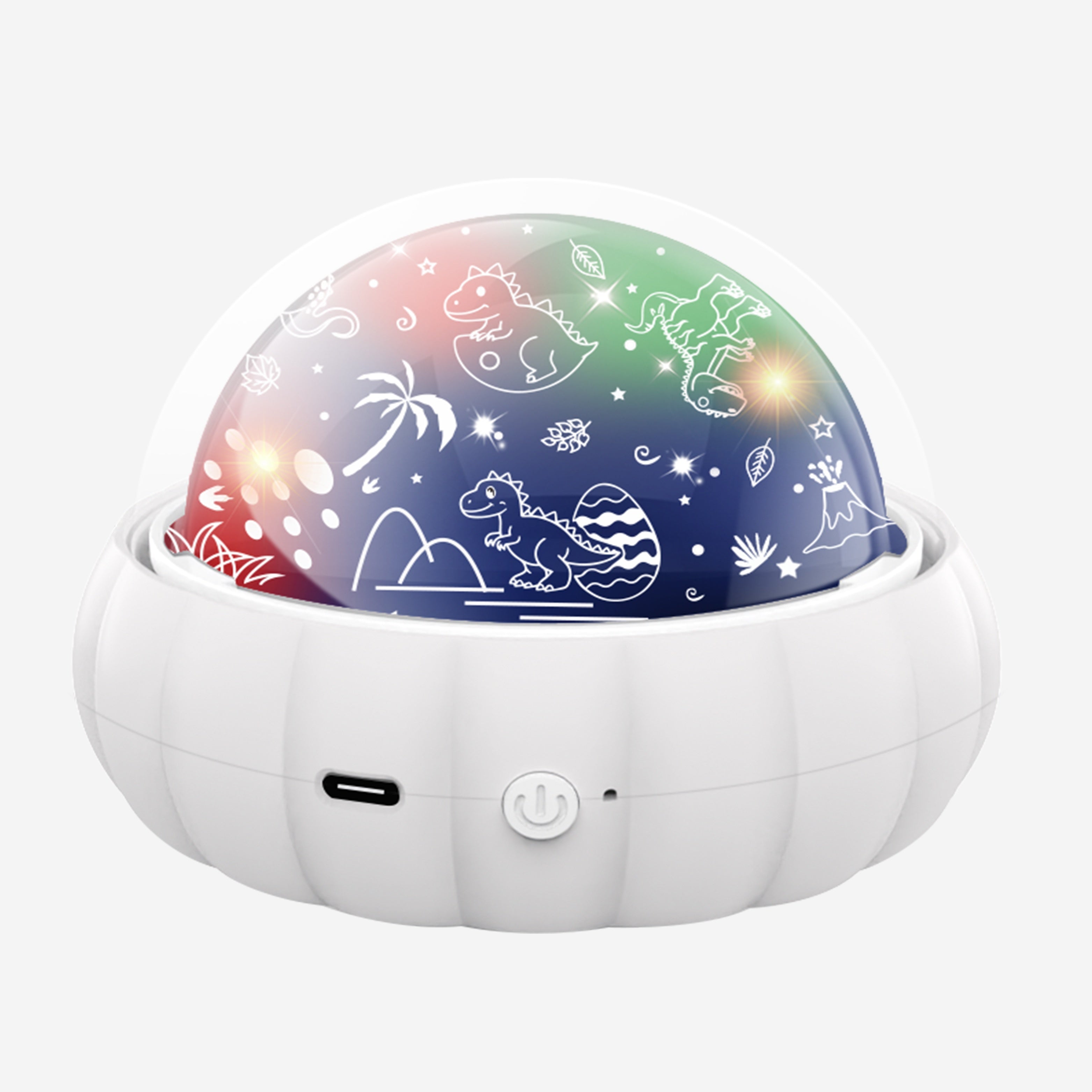 Night Light with Dinosaur and Moon Stars Galaxy Projection 360° Rotation Color Changing for Kids Bedroom