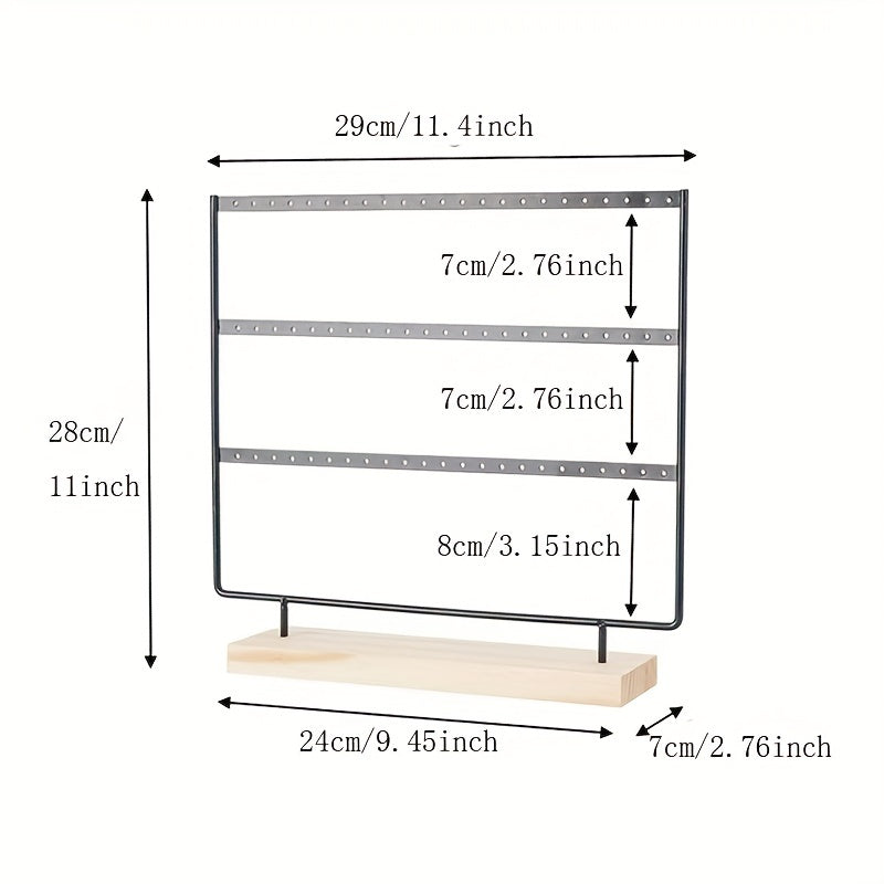 Metal and Wood 3-Tier Jewelry Organizer with Large Storage Capacity