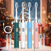 Electric Toothbrush Set 2pcs 5-Speed USB Rechargeable Soft Brush Heads Whitening