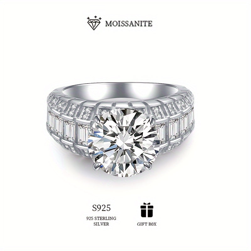 Vintage Sterling Silver Moissanite Ring 3-5ct Bridal Engagement Gift-Ready