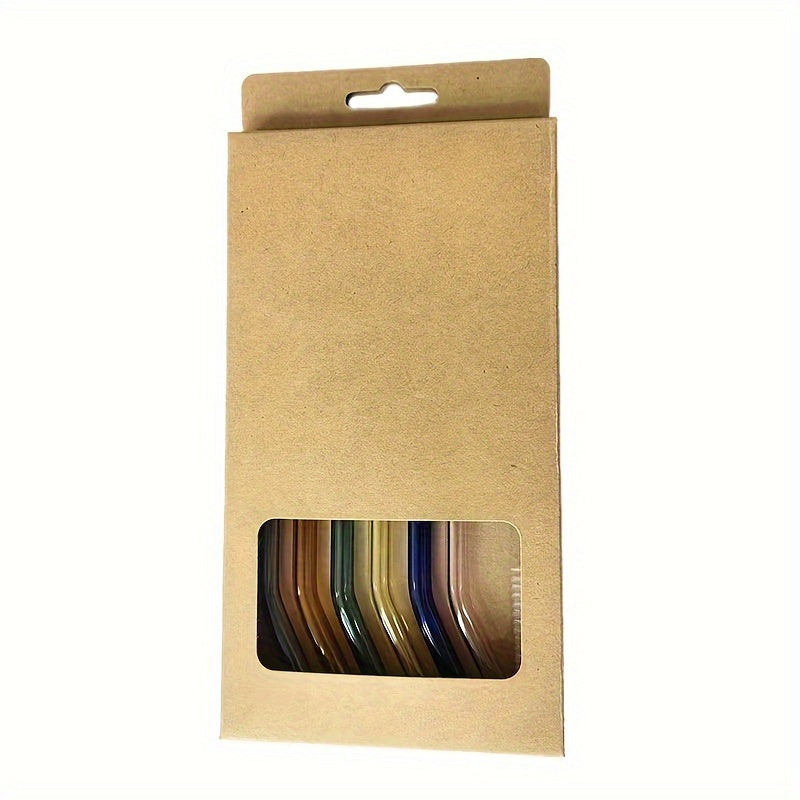 6 Pack Clear Borosilicate Glass Straws with Cleaning Brush Reusable Heat-Resistant