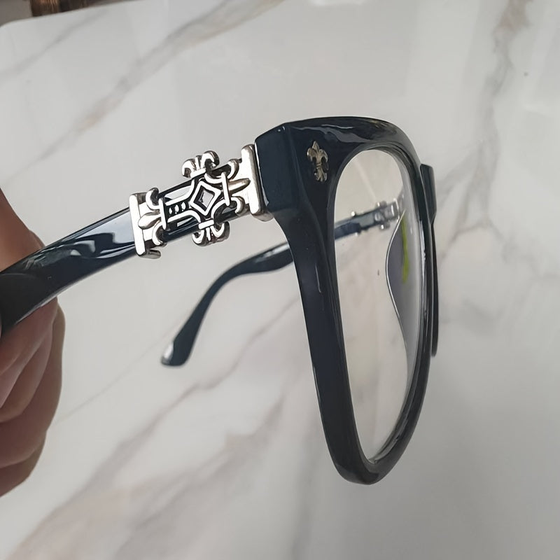 Women's Square Fashion Eyeglasses PC Frame Metal Full Rim Stylish Optical Glasses