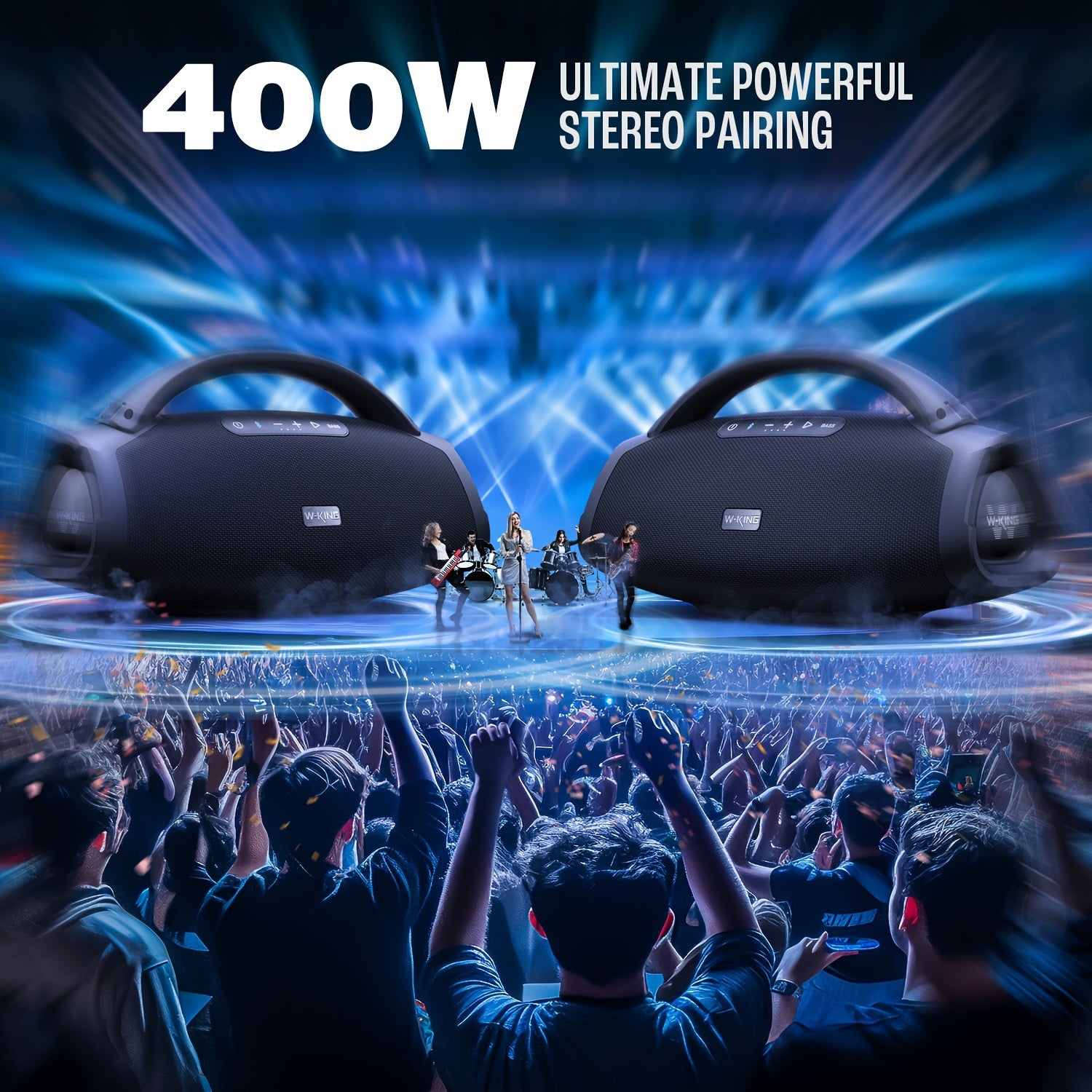 Portable Wireless Speaker 200W RMS 250W Peak Outdoor Party Speaker with Bass Boost and APP Control