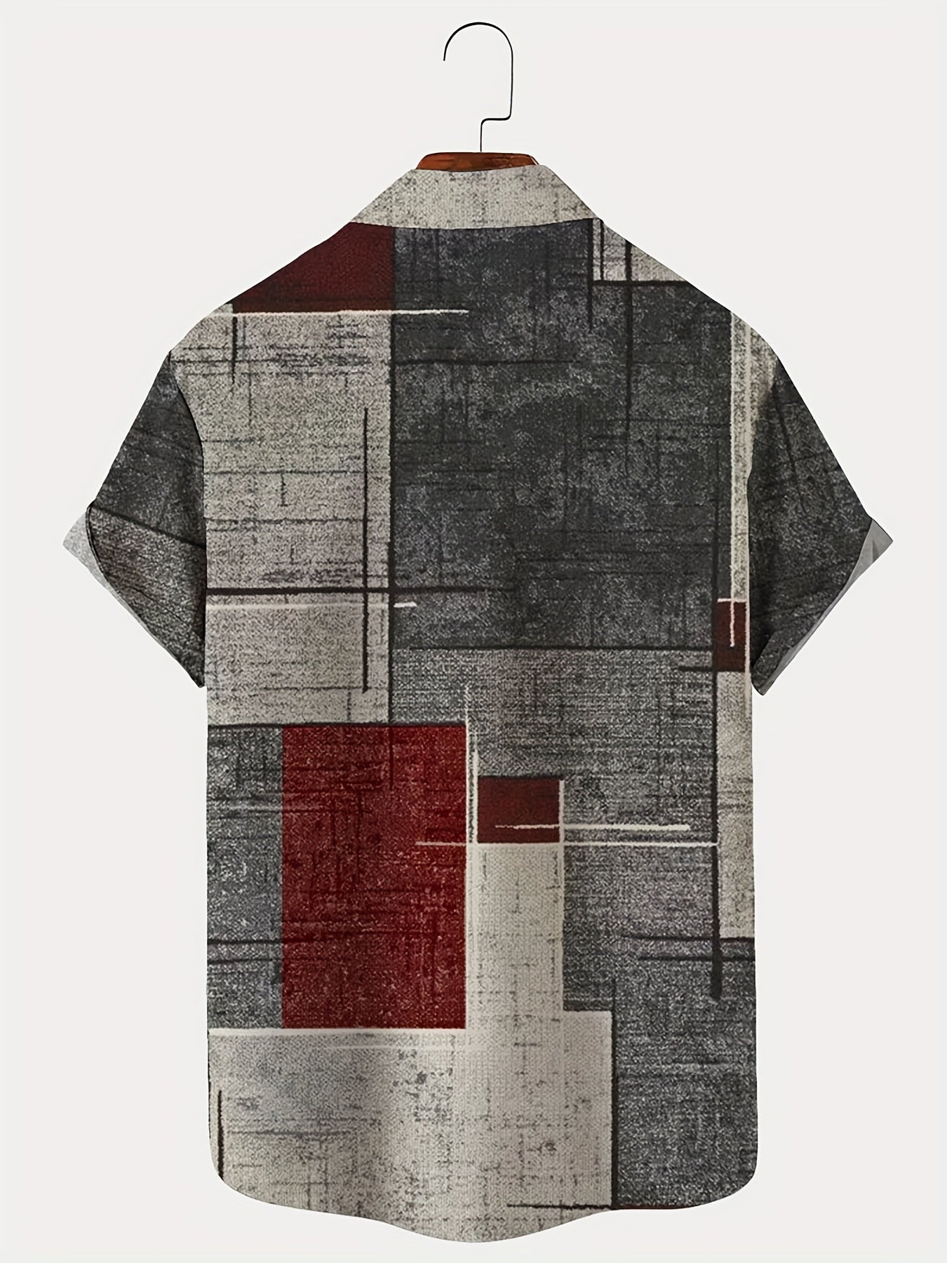 Мужская рубашка с коротким рукавом большого размера в гавайском стиле, геометрический узор, нагрудный карман, летняя пляжная одежда