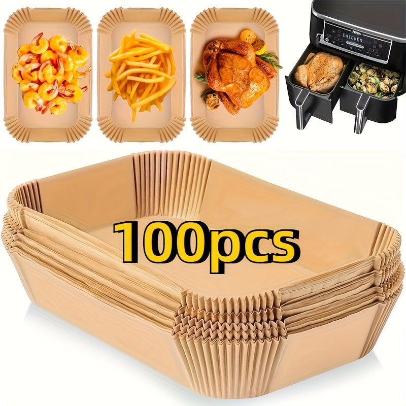 100 dona yopishmaydigan qog'oz varaqalari, havo fritözlari uchun pishirish va pishirish